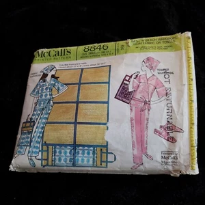 McCalls 8846 Beach/Bath Jacket Pants Tote/Mat Slippers Womans SMALL 9Jr 10M 11JR - Picture 1 of 12