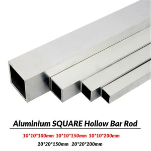 Aluminium SQUARE Hollow Bar Rod Tube Box Section 10mm 20mm length 100/150/200mm - Picture 1 of 8