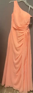 One Shoulder Bridesmaid Dress SZ 12 Long Chiffon Formal Evening Gown Slit KY001 - Picture 1 of 14