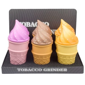 4.9" H Fun & Whimsical Ice Cream Cone Herb Grinder 4 Layer Zinc Alloy Grinder - Picture 1 of 11