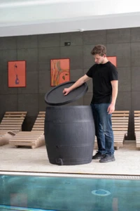 350 L Eisbadefass Ice Barrel Schwarz, 3-lagig, hochwertiges Eisfass für Wellness - Bild 1 von 3