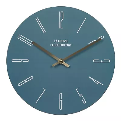 404-3828B La Crosse Clock Co. 11" MDF Teal Blue Dial Riverview Analog Wall Clock