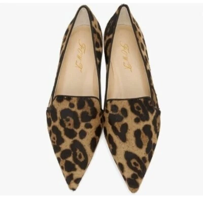 女式 9.5 码 FOWT 麂皮绒尖头懒人鞋乐福鞋豹纹 — 第 1/4 张图片