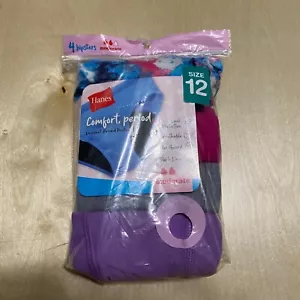 Hanes Size 12 Girls' Hipster Period Underwear 4 Pack Cotton Blend - Picture 1 of 7
