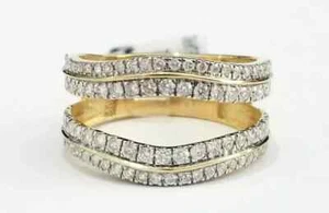 14k Yellow Gold Finish Lab-Created Diamond Ring Guard Wrap Enhancer Jacket - Picture 1 of 5