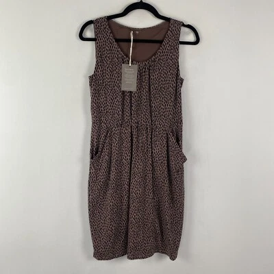 Garnet Hill Animal Print Sleeveless Mini Dress Size Small Pockets Brown Black - Image 1 of 4