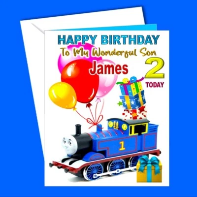 Personalised Birthday Card Thomas the Tank Engine Train Grandson Son Daughter - Image 1 of 3