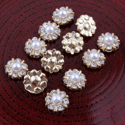 30PCS Vintage Metal Decorative Buttons+Crystal Pearls Craft Supplies - Image 1 of 3