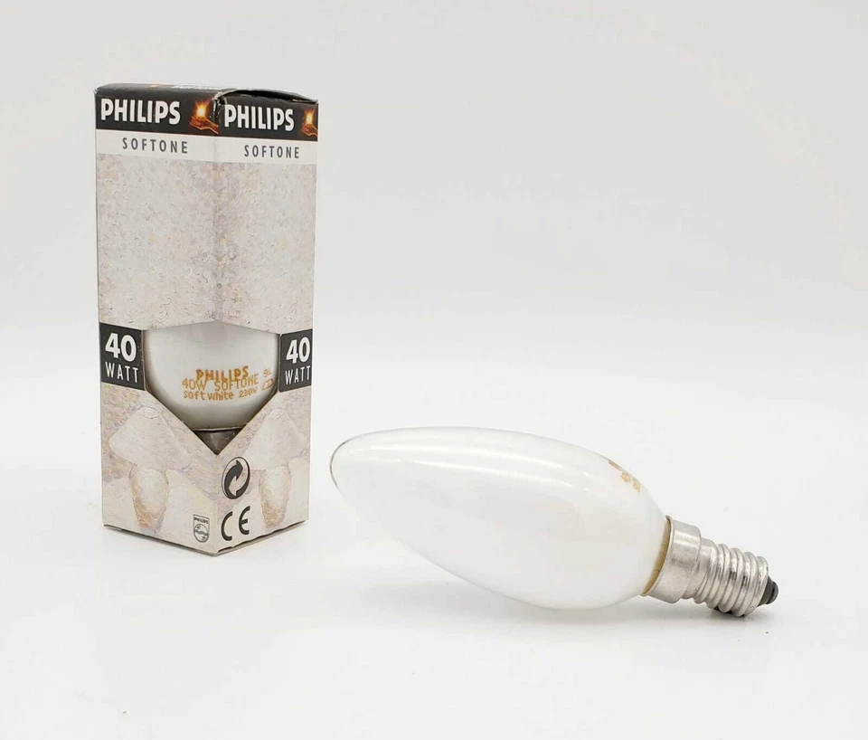Philips SOFTONE Kerze Candle 40 W Glühbirne E14 SES, Soft White, opal - Bild 1 von 1