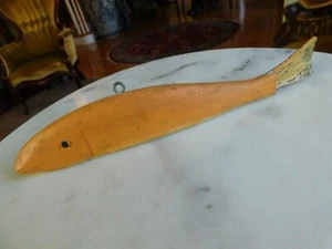 Vintage Painted Wooden Metal 10" FISH DECOY Ice Fishing Weighted Lure - Picture 1 of 10