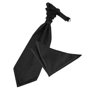 Schwarz gewebt Wirbel gemustert Hochzeit Herren Krawatte Taschentuch Set von DQT - Bild 1 von 1