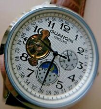 Automatic watch GUANQIN tourbillon has moon phase & vision a-r man, new
