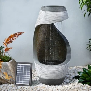 Gardeon Solar Fountain Water Feature Bird Bath Outdoor Garden Cascade 48cm Gray - Picture 1 of 7
