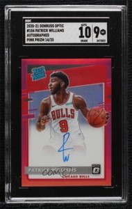 2020 Donruss Optic Pink Prizm 14/25 Patrick Williams SGC 9 Rookie Auto RC