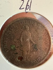 Province Du Bas Canada Half Penny 18XX Holed Partially Legible - Picture 1 of 3