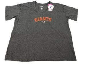 New San Francisco Giants Womens Plus Size 2X Majestic Gray V-Neck Shirt - Picture 1 of 6