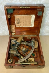 Heide & Co Messing Hezzanith Sextant 1908 im Holzkoffer mit Aufsätzen - Bild 1 von 12