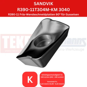 10 x SANDVIK R390-11T304M-KM 3040 für Gusseisen !NEU, mit Rechnung! - Bild 1 von 3