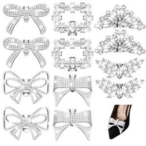 12 Pcs Rhinestone Bow Shoe Clips Buckle Decorative Bow Clips for Shoes Elegan... - Picture 1 of 6