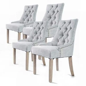 4X French Provincial Dining Chair Oak Leg AMOUR GREY - Picture 1 of 12
