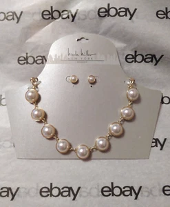Nuevo Juego de Pendientes Collar de Perlas y Diamantes NICOLE MILLER - Imagen 1 de 2