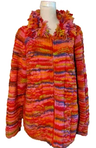 AMANO Vintage handmade Wool Knit Sweater Jacket Colorful Cardigan Bolivia~XL/XXL - Picture 1 of 13