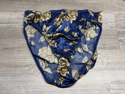 Vintage Victoria’s Secret Blue Floral Second Skin Satin Hipster Panties Sz XL #2 - Image 1 of 4