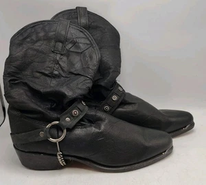 Dingo Schweinsleder Herren Harness Slouch Stiefel Schwarz 15240 Western Cowboy 10,5 EW  - Bild 1 von 7