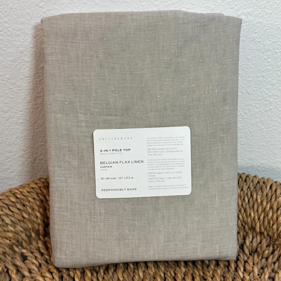 CORTINA DE LINO BELGA GRANERO DE CERÁMICA 50" X 84" ~ FILTRO DE LUZ DE BAMBÚ Foto 1 de 4