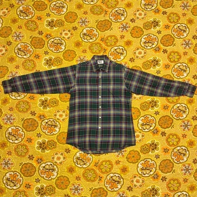 Camisa De Colección Verde A Cuadros Abotonada Manga Larga Bill Blass Para Hombres M Foto 1 de 4