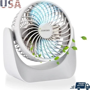 Portable Desk Fan 360° Adjustable Quiet 3 Speed USB Rechargeable Battery Powered - Picture 1 of 7