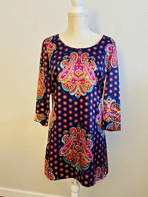 Rubber Ducky Productions Silky Mini Dress 60s Hippie Mod Colorful — 第 1/4 张图片