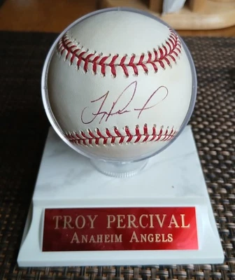 Troy Percival Firmado Béisbol Ángeles Tigres MLB AUTO Foto 1 de 3