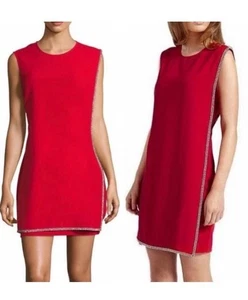 Abito da cocktail Ted Baker rosso BURFORD, bordo con strass, Ted taglia 1 #1459 - Foto 1 di 22