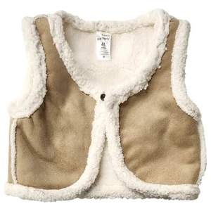 Carters Boys Beige Sleeveless Fleece Lined Vest With Front Button - Picture 1 of 2