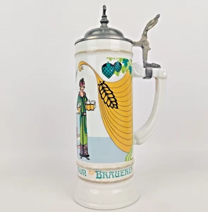 Brocca vintage anno 1982 Dortmunder Union - Studio L ceramica coperchio latta - Foto 1 di 24