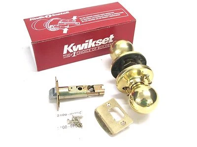¡NUEVO! KIT CERRADURA PUERTA PASAJE KWIKSET 200P, POLO, Aleta: US3 (LATÓN PULIDO) Foto 1 de 4