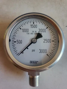 Wika Pressure Gauge 0-3000 PSI / 1/2" Connection / Diameter 2.5" - Picture 1 of 5