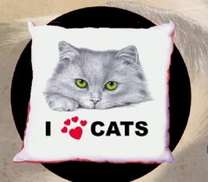 Cuscino in poliestere 40 x 40 cm i love cats gatto animale animali - Foto 1 di 1
