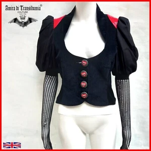 elegant short jacket clothing gothic vampire black velvet luxury iconic fashion - Picture 1 of 24