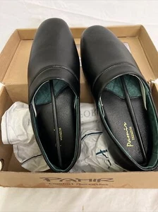 Pamir Black Genuine Leather Suede Sole Comfort Moccasins Size 9 - Picture 1 of 3