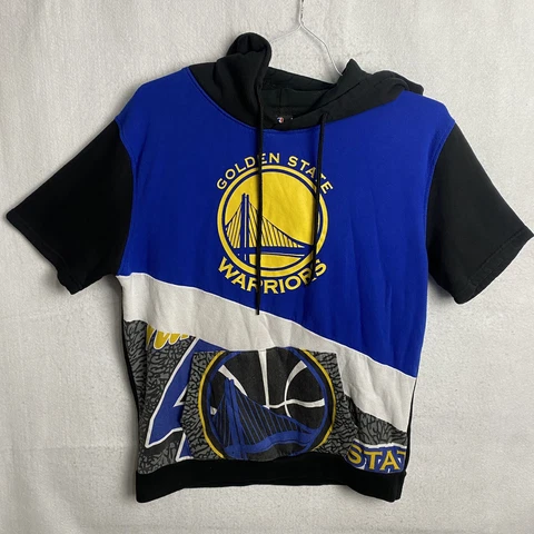 Golden State Warriors NBA Blue Sweatshirt Hoodie Short Sleeve Men's Size Small Cover