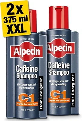 Alpecin Caffeine Natural Hair Shampoo C1 2x 375ml | Against Stronger Thinning...