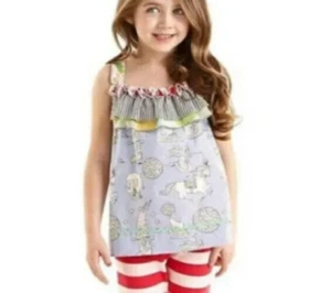 Matilda Jane Girls Blue Judy & Ethel Tank top Circus Wonderful Parade 8 Size 8 - Picture 1 of 4