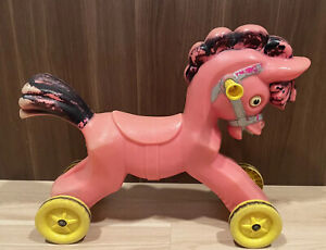 VINTAGE BLOW MOLD EMPIRE PINK HORSE PONY RIDE-ON CHILDREN'S 1960s RETRO TOY