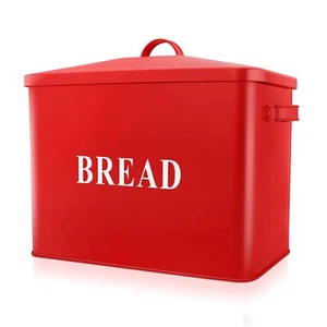 Extra Large Red Bread Box With Lid Metal Bread Storage Container For Farmhouse K - Picture 1 of 7