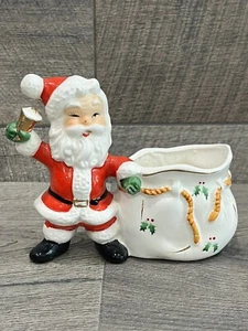 Vintage Winking Santa Norcrest Planter Ringing Bell Japan MCM Christmas Kitsch - Picture 1 of 10