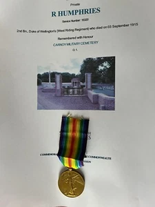 WW1 Medal Humphries Duke of Wellingtons West Riding Regt KIA Casualty Somme 1915 - Picture 1 of 12