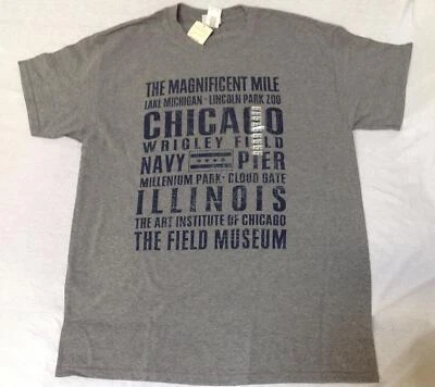 NWT Love from Chicago Windy City gray travel tourist souvenir t-shirt mens L - Image 1 of 3
