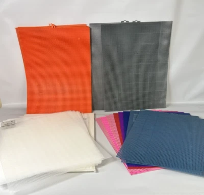 37 Plastic Canvas 7 & 10 Mesh SHEETS 10.5" x 13.5" Orange Clear Blue...See Desc - Image 1 of 4